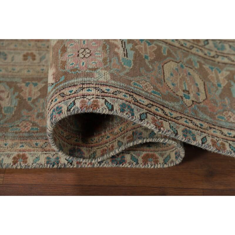 Geometric Tabriz Vintage Persian Rug Hand-Knotted Wool Carpet - 6'4" x 9'8"