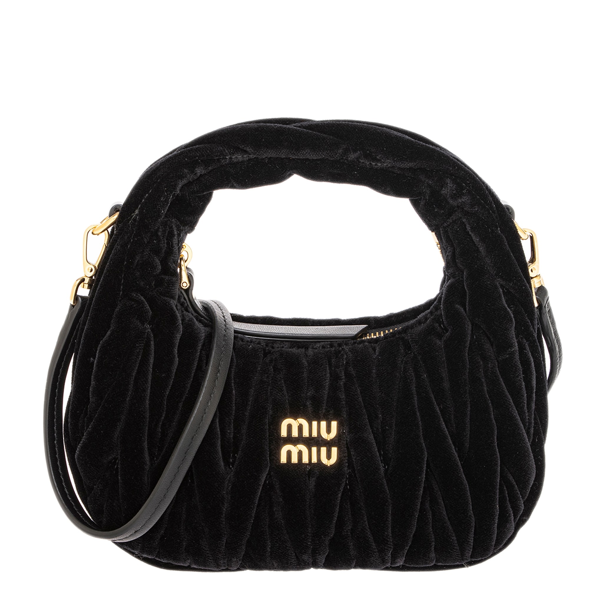 Miu Miu Mini Wander Matelassé Velvet Hobo Bag