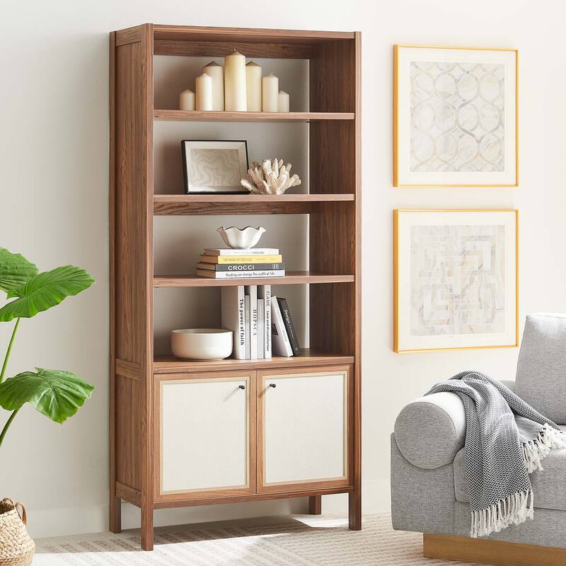 Capri 4-Shelf Wood Grain Bookcase - Walnut