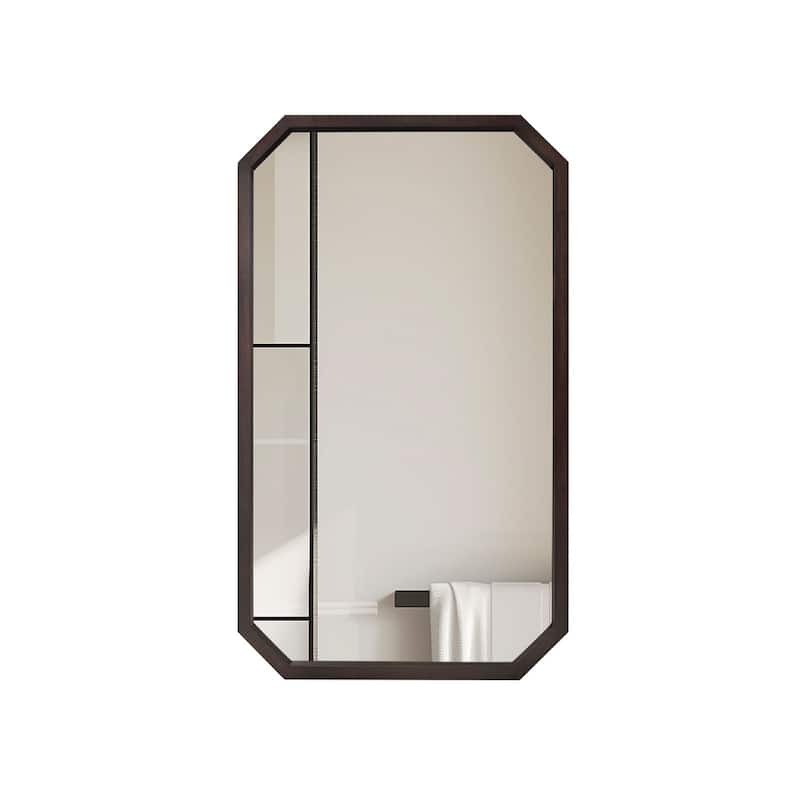 Octagon Panel Black Framed Wall Mirror