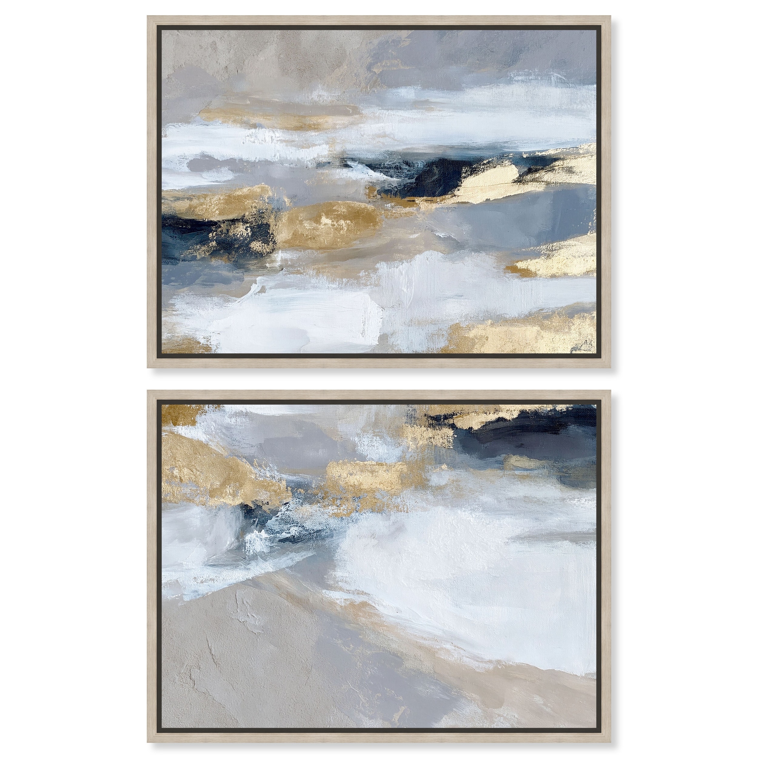 Opulent Strata II Golden Abstract Art Set Framed Canvas by Art Remedy