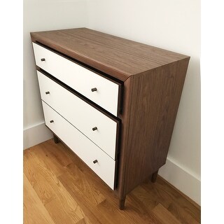 Carson Carrington Trollhattan Mid-century Modern White and Walnut Wood 3-drawer Chest