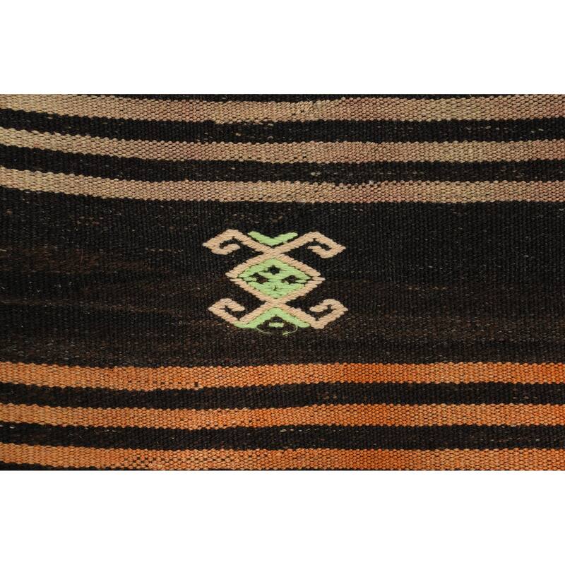 Hand Woven Oriental 100% Wool Carpet Southwestern Tribal Brown Kilim Area Rug - 9' 6'' X 6' 11''