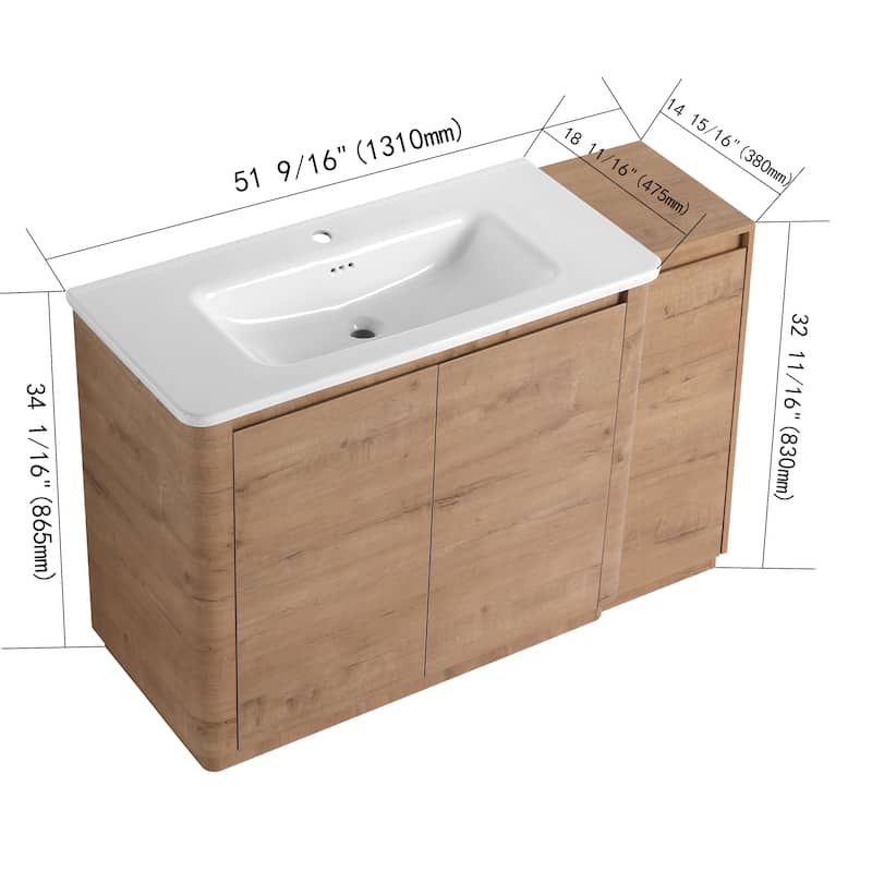Bathroom Vanity With Sink In 36/40/48/52/60/64/84/92 Inch, Freestanding Bathroom Vanity With Doors and Adjustable Shelf