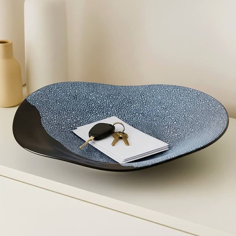 Decorative Ceramic Pebble Inspired Pattern Bowl - Black