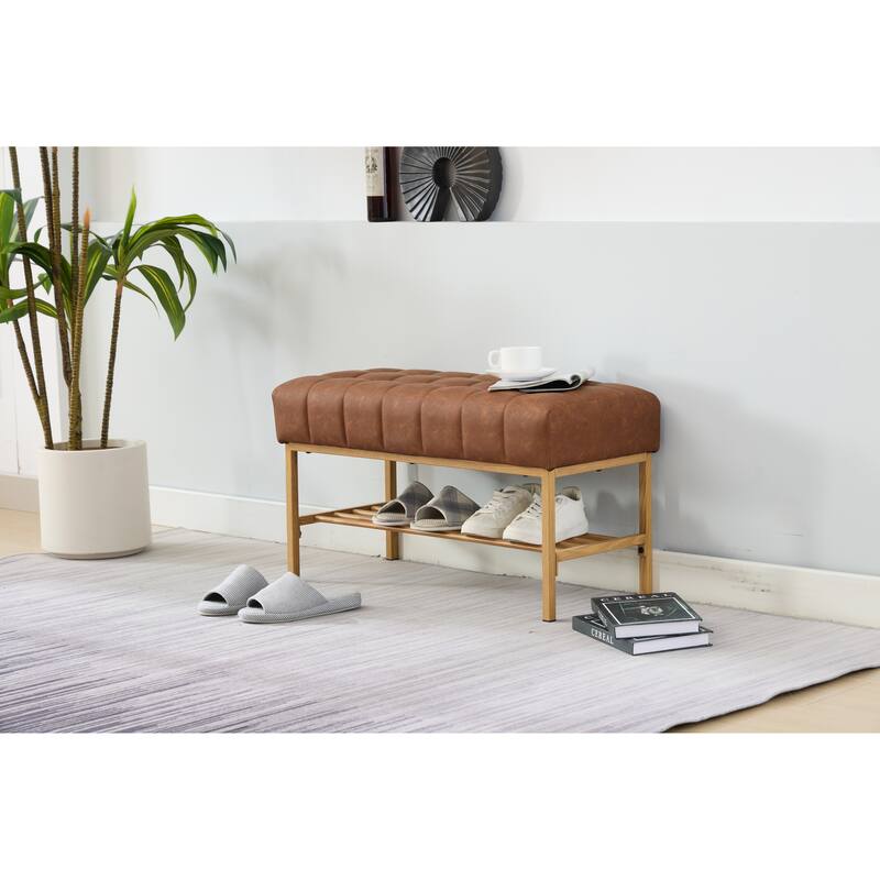 Indoor Bench End of Bed Bench Upholstered Storage Shoe Bench with Shelf, Entryway Bench Hallway Bench