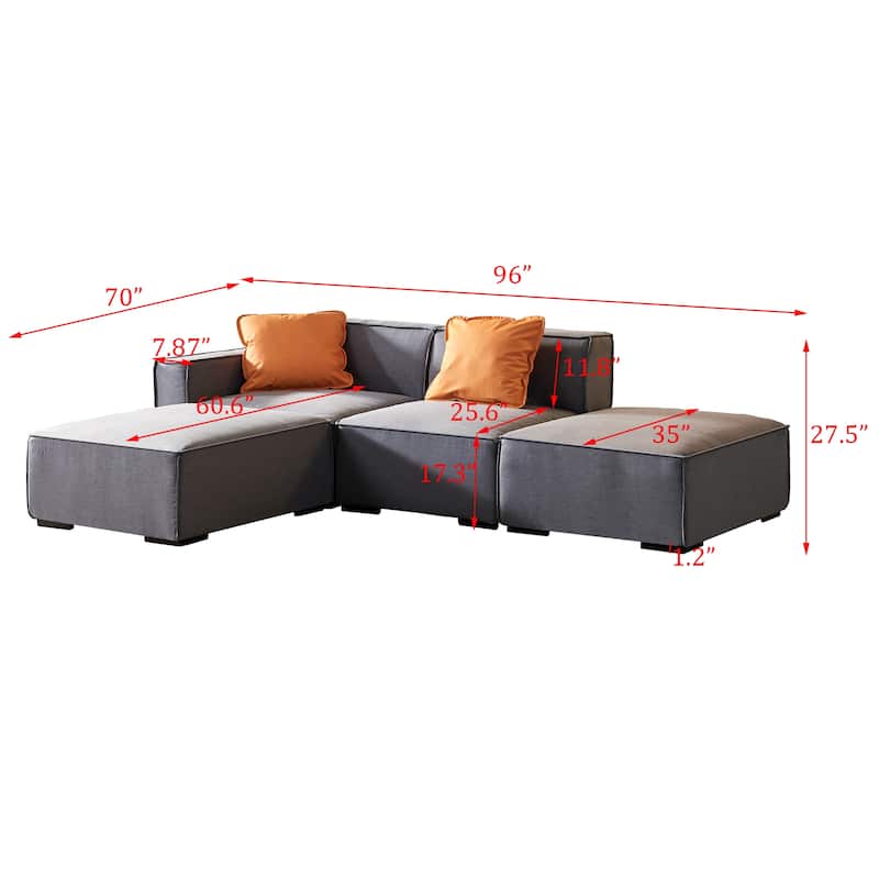 Modular Sectional Fabric Sofa (Beige)