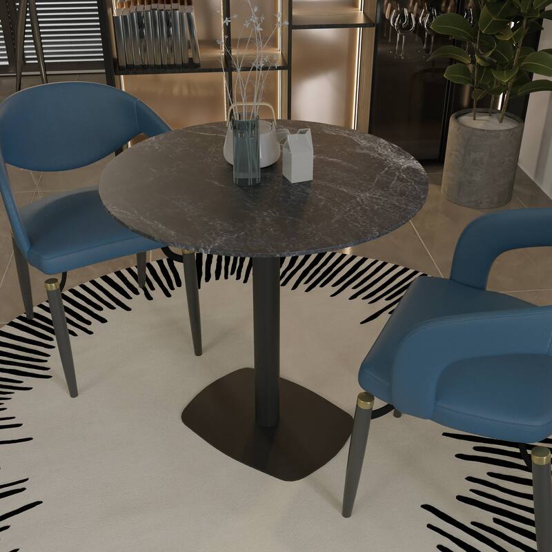 Vail Square Dining Table with 36 in. MDF Tabletop in Black Stainless Steel Square Base Accent Kitchen Table