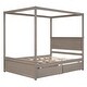 preview thumbnail 2 of 22, Full Size Canopy Bed Wood Canopy Bed w/ Drawers and Headboard Unisex