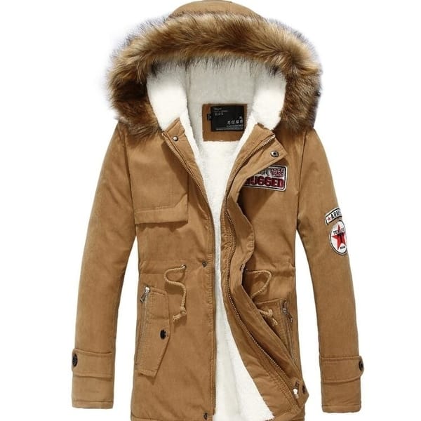 Mens Stylish Warm Military Fur Hooded Coat Winter Thicken Cotton Jacket Outwear