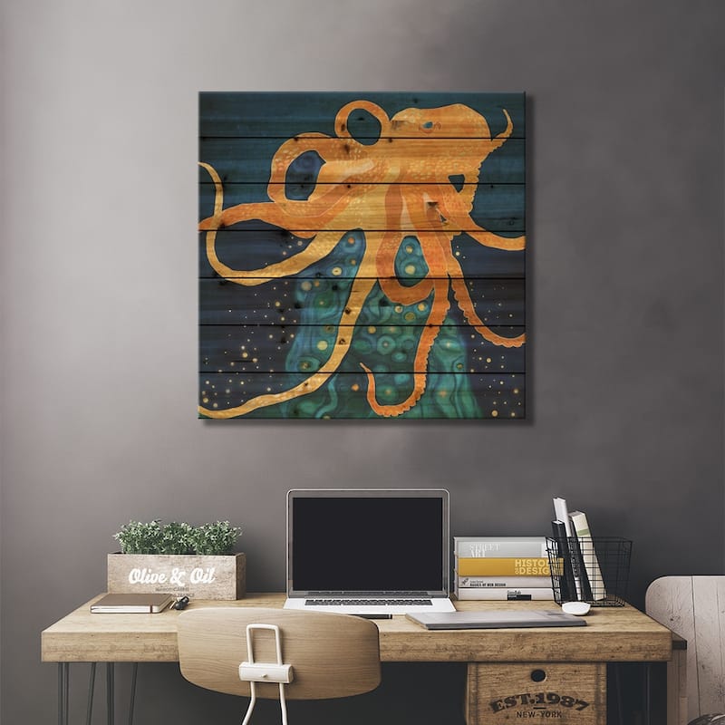 Octopus Dream Print On Wood by SpaceFrog Designs - Multi-Color