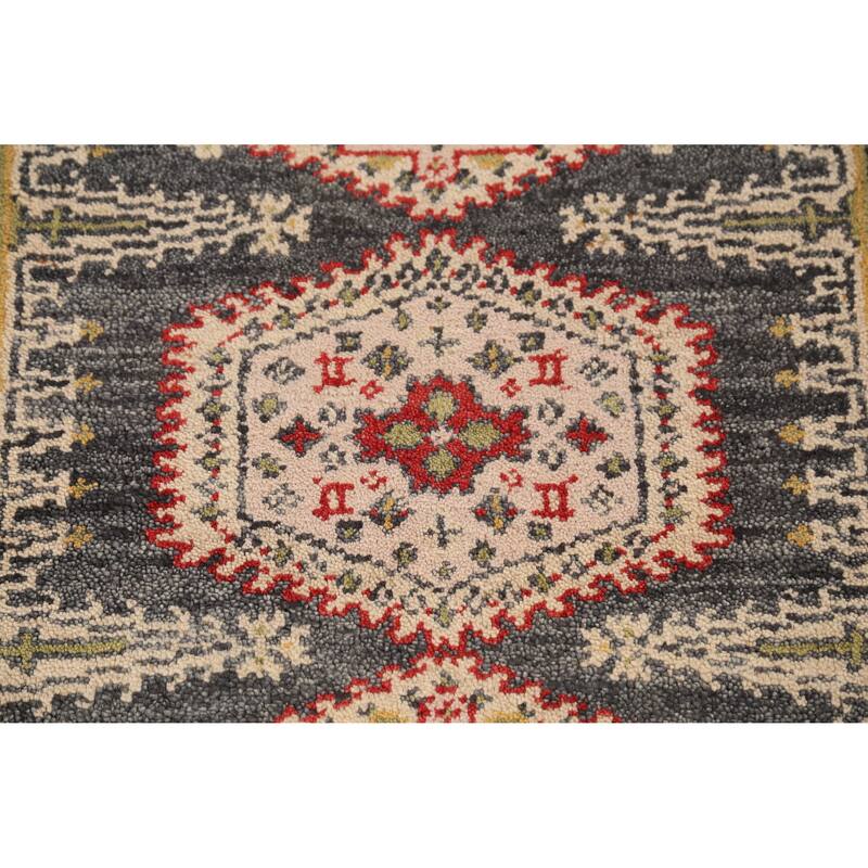 Gray Viss Indian Runner Rug Hand-Knotted Wool Carpet - 2'6" x 8'4"