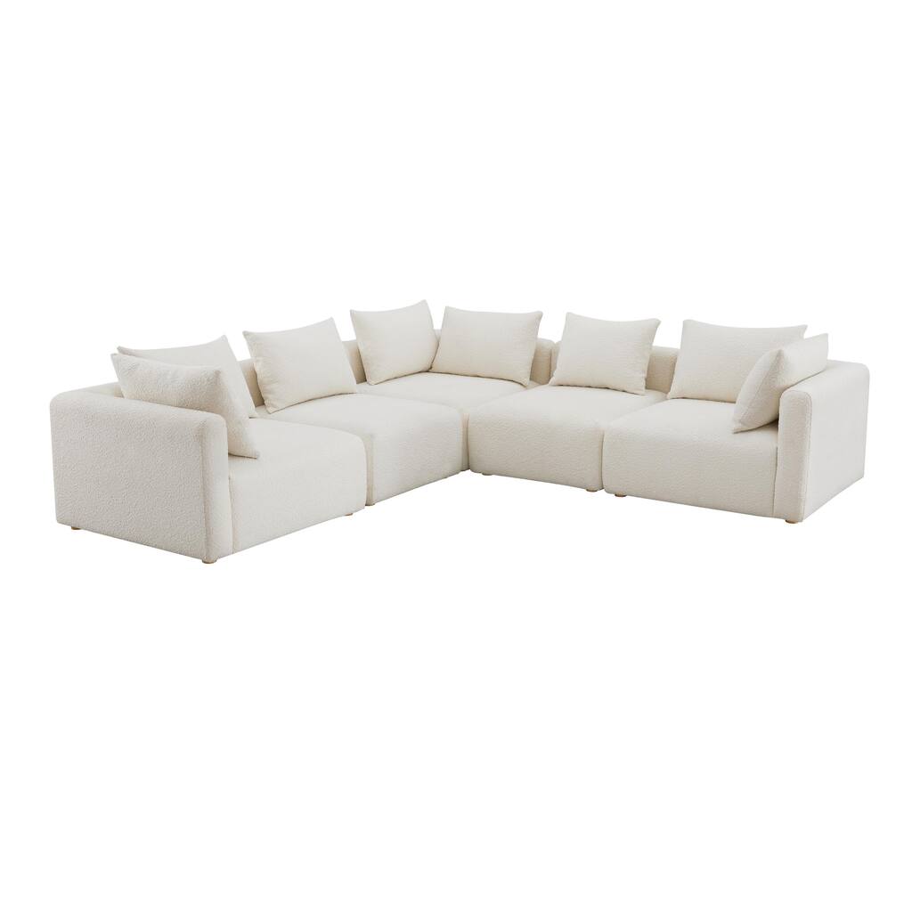 Hangover Cream Upholstered 5-Piece Modular L-Sectional