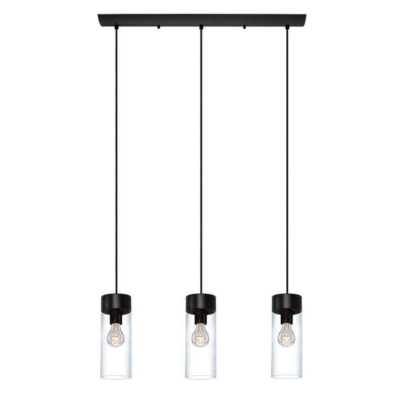 Eglo Montey 3 Light Pendant With Matte Black Finish and Clear Glass - Matte Black