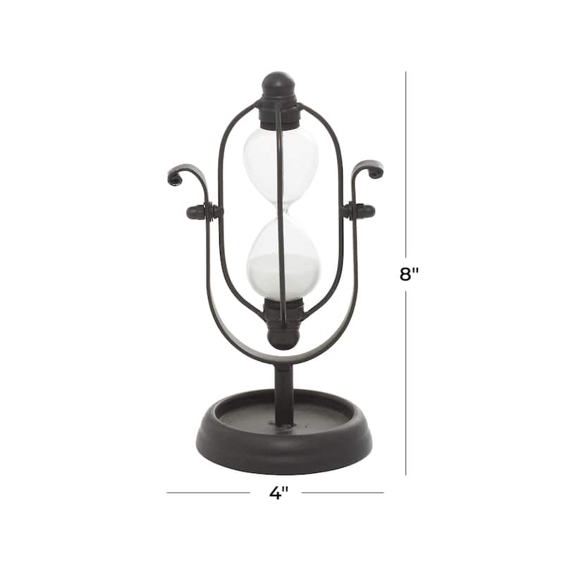 Metal Hourglass Sand Timer - Silver or Black - Roche River Decor