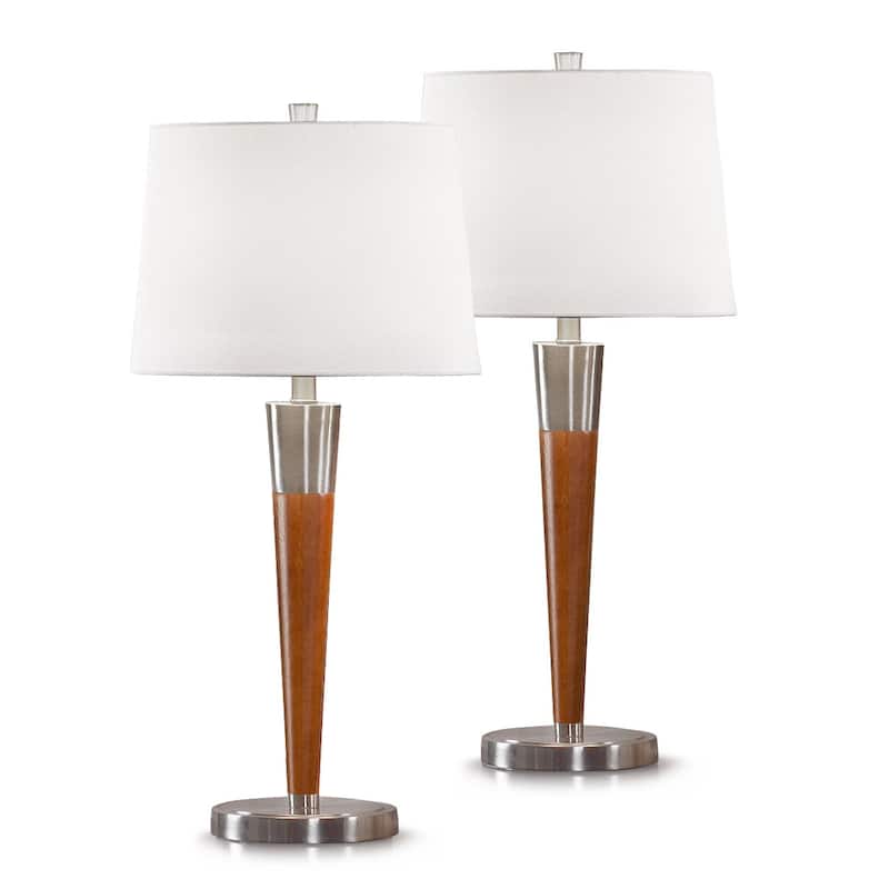 Manhattan 30" Hard Wood Table Lamps (Set of 2) - Brushed Nickel
