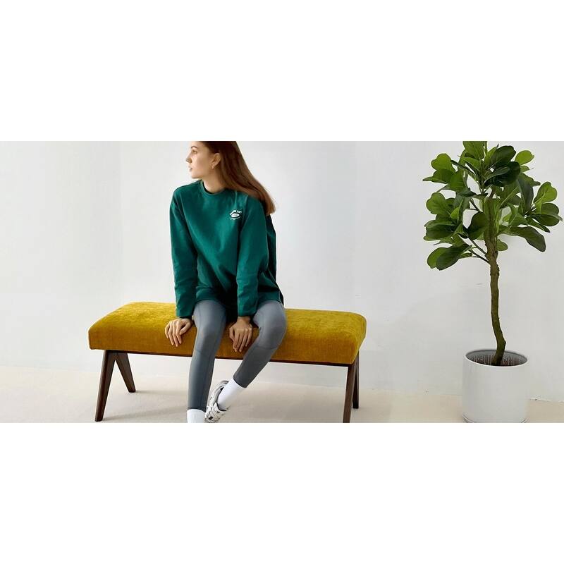 Mid Century Modern Fabric Ottoman Bench