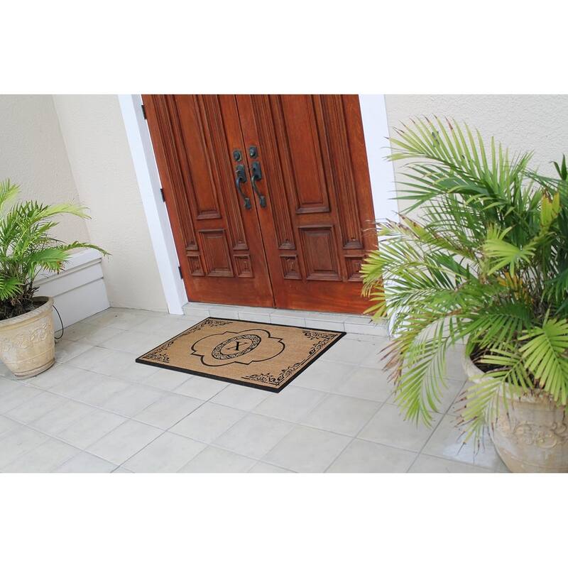 A1HC Natural Coir Hand-crafted Abrilina Monogrammed Double Doormat