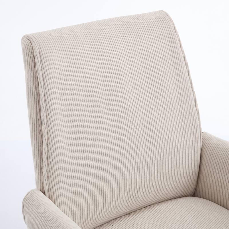 Corduroy Swivel Office Chair with Wheels, Ergonomic High Back Task Chair, Upholstered Accent Chair with Adjustable Height