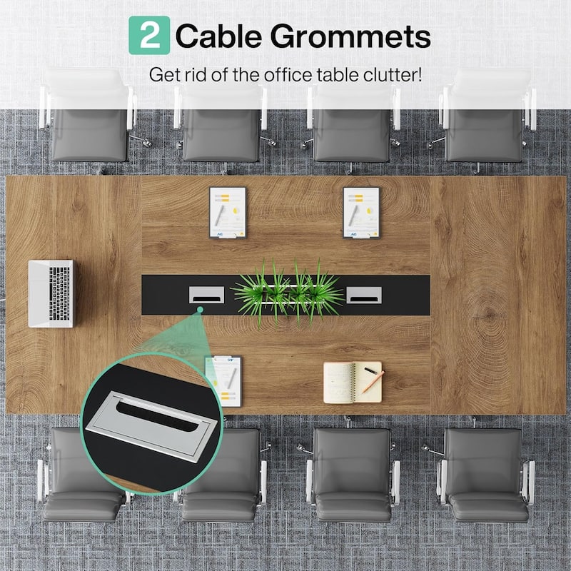 8FT Conference Table, Large Meeting Table for 10 People, 94.49" L x 47.24" W - 94.49" L × 47.24" W × 29.53" H