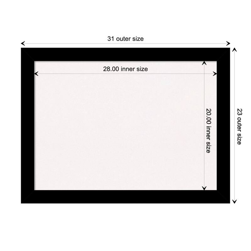 Brushed Framed White Corkboard Bulletin Board - Brushed Black - Board Size 28x20