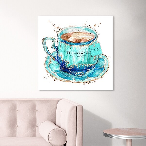 Oliver Gal 'Aqua Tea Cup' Fashion and Glam Wall Art Canvas Print