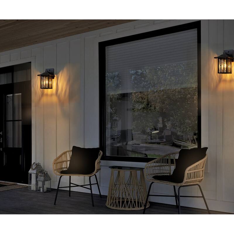 Motion Sensor Outdoor Wall Lantern with Water Glass Set of 2 - 2 Packs