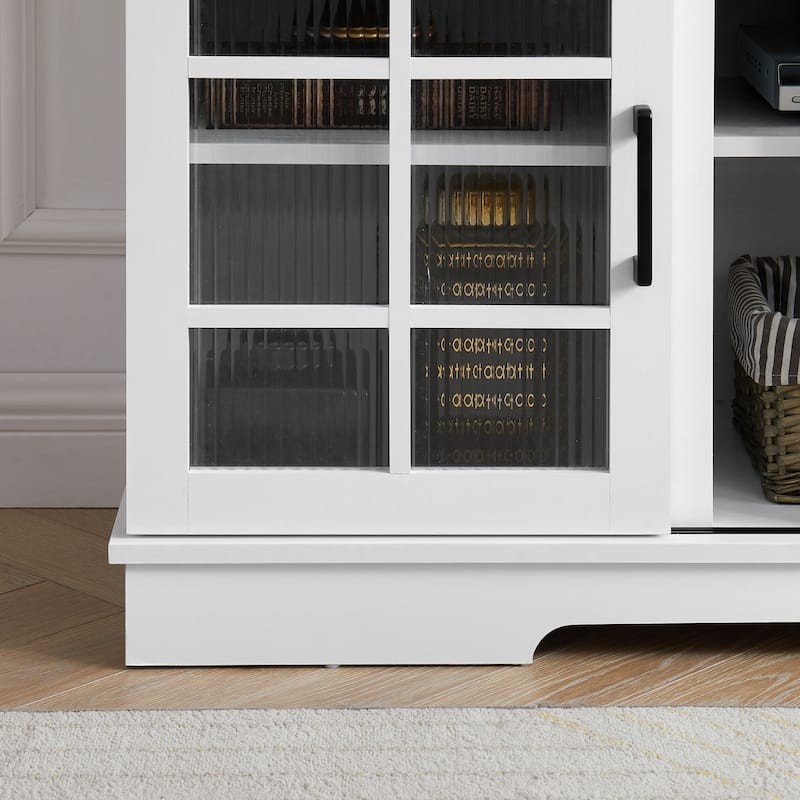 Multipurpose Sliding Door TV Cabinet Large Storage Cabinet - White