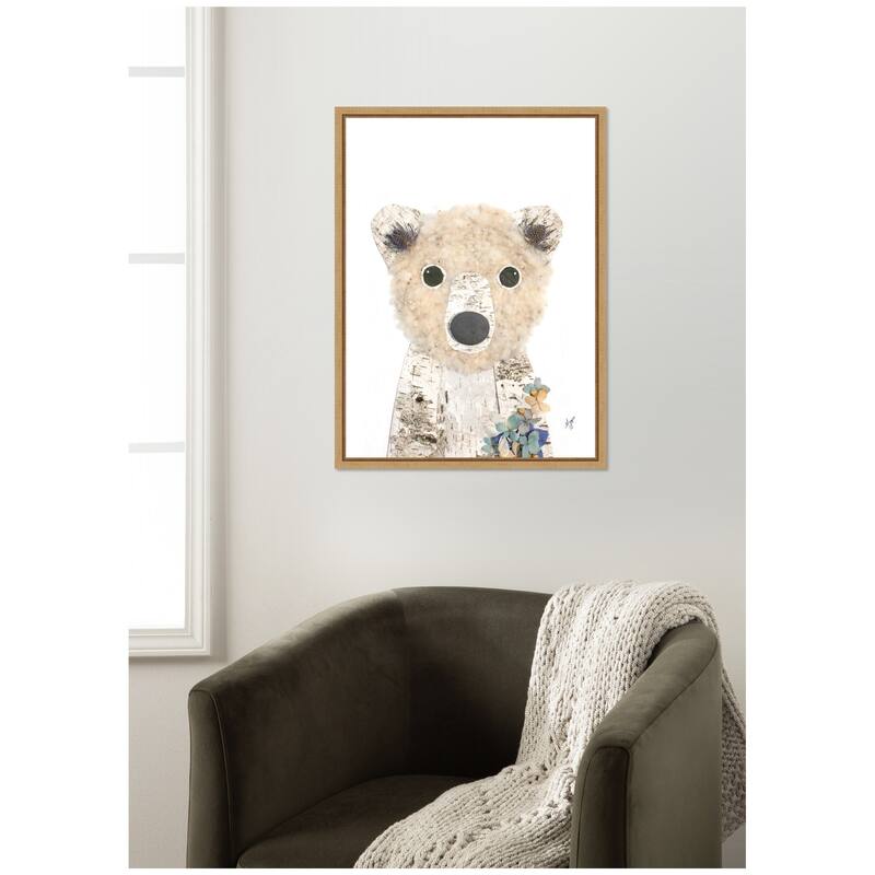 Kate and Laurel Polar Bear by Madeline Jeppesen Framed Canvas Wall Art Print