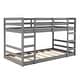 preview thumbnail 26 of 34, Wood Bunk Bed Kids Low Bunk Bed with Ladder Both Sides and Full-Length Safety Guardrail Solid Pine Wood Frame for Kids Bedroom