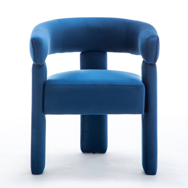 SEYNAR Modern Velvet Accent Chair, Upholstered Barrel Armchair with Curved Back and Thickened Padded Seat