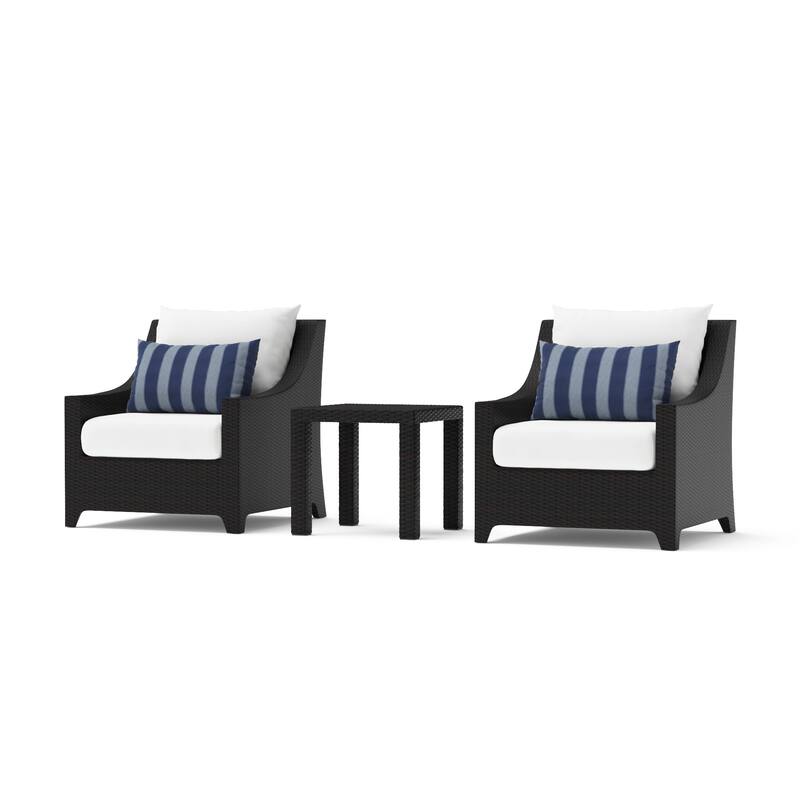 Deco 3 Piece Aluminum Outdoor Patio Club Chairs & Side Table