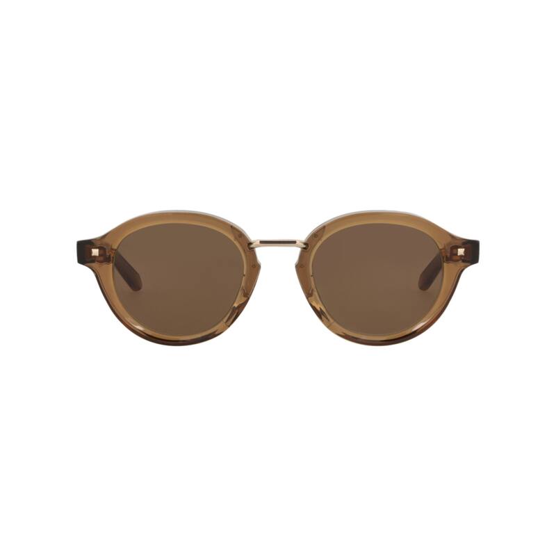 Valentino Round-Frame Acetate Sunglasses - Brown-Brown-Brown - Multi - Brown Lens