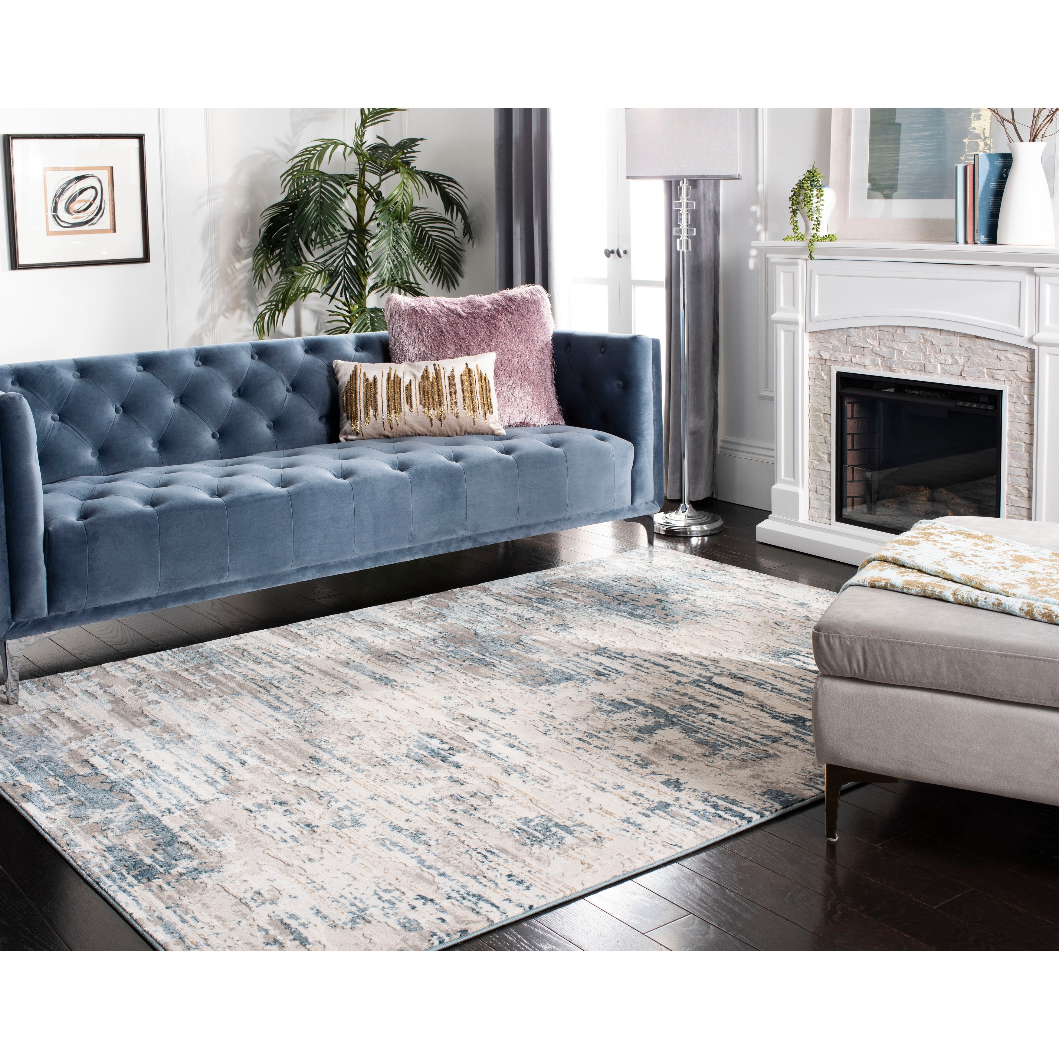 SAFAVIEH Vogue Phoebe Modern & Contemporary Abstract Cream/Teal Rug