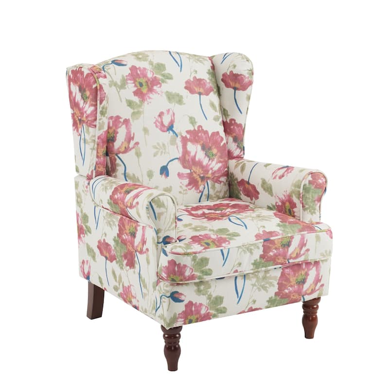 Erommy Modern Accent Chair, High Back Armchair, Upholstered Fabric Button Single Sofa with Wooden Legs for Living Room