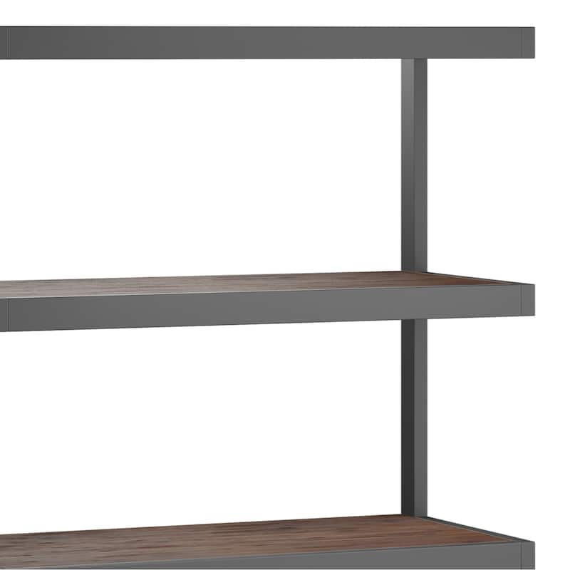 WYNDENHALL Cecilia SOLID ACACIA WOOD and Metal 66 inch x 36 inch Rectangle Industrial Bookcase - 36"w x 16.5"d x 66" h
