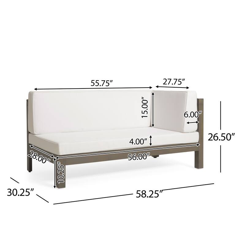 Roomfitters X-Back Corner Bench with Coffee Table, Outdoor Wooden Patio Sofa with Cushions for Garden or Porch