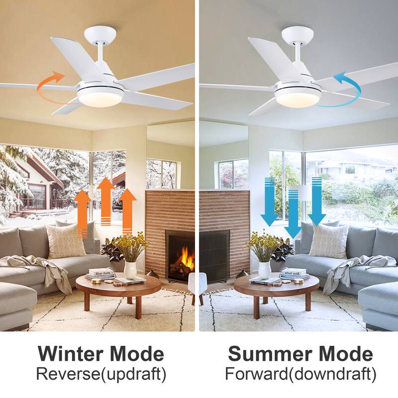 48 in. White Indoor Ceiling Fan with Dimmable LED Light and Remote - 48 INCHES