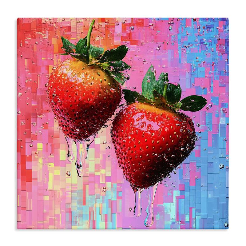 Stupell Lush Strawberries with Water Drip Canvas Wall Art Design By LSR Creative Studio - 30 x 30