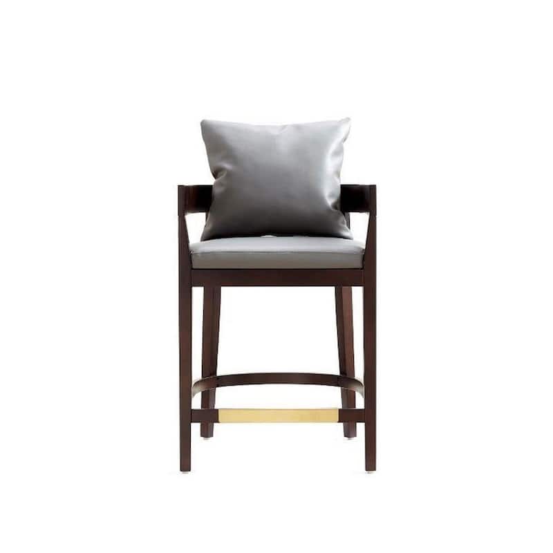 Manhattan Comfort Ritz 34 in. Dark Walnut Beech Wood Counter Height Bar Stool - Grey