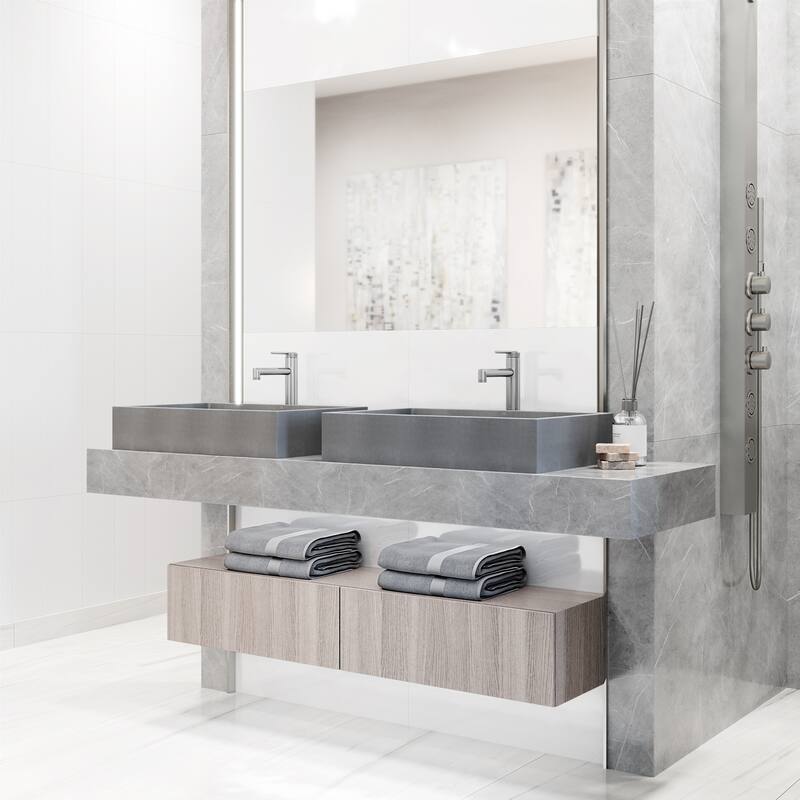 VIGO Orvieto 24"L x 15"W x 5"H Concreto Stone Rectangular Bathroom Vessel Sink