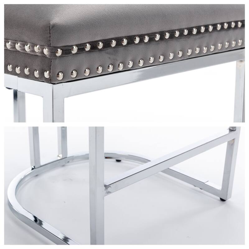 26" Counter Height Bar Stools Dining Chair with Sturdy Chromed Metal Base Legs Set of 2 - 20.30"L * 18.50"W * 39.40"H