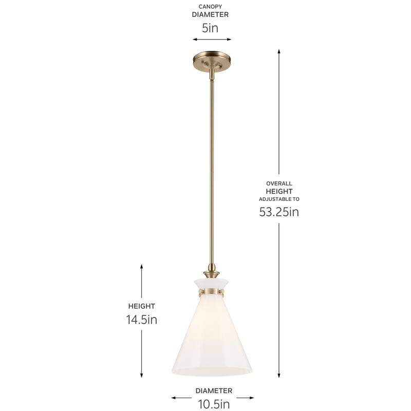 Kichler Lighting Laria 10.5 Inch 1 Light Pendant with Opal Glass in Champagne Bronze