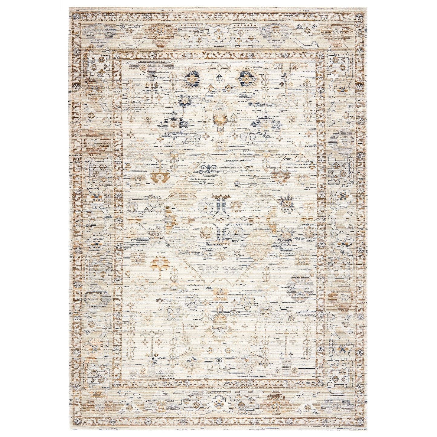 Terra by Obeetee Ava Diamond Medallion Ivory Rug