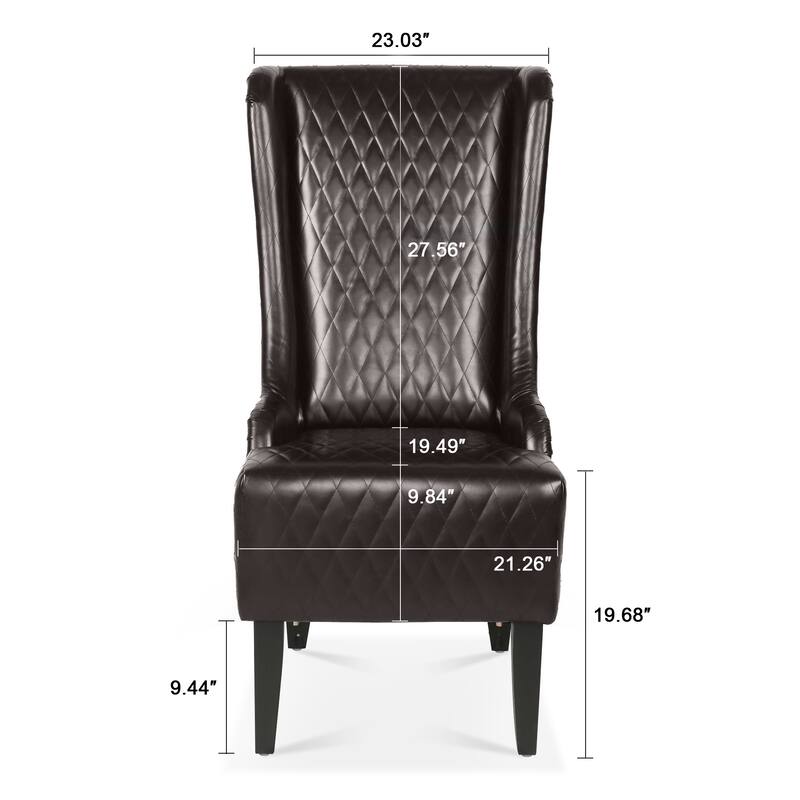 Faux Leather Wingback Chair with Wooden Legs and High Back Support
