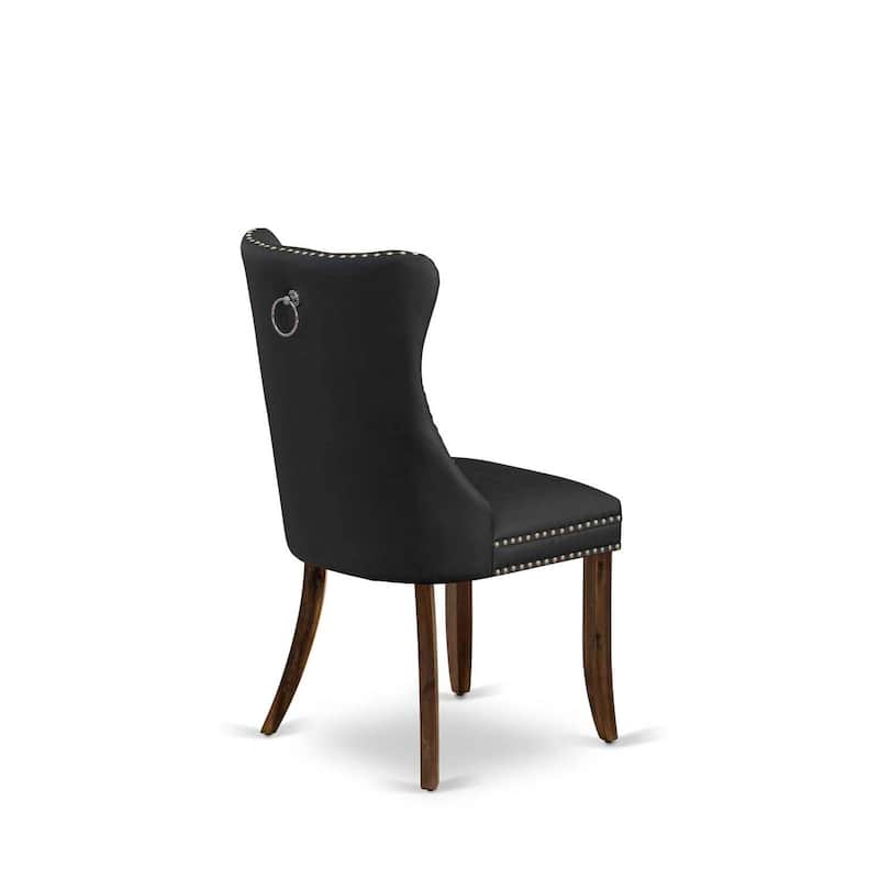 Parson Dining Chairs Set of 2 - Dark Gray Faux Leather Upholstered Kitchen Chairs with Nailhead Trim