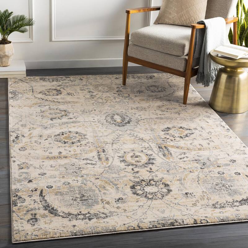 Livabliss Indigo Updated Traditional Medallion Area Rug - Beige - 4' 2" x 5' 7"