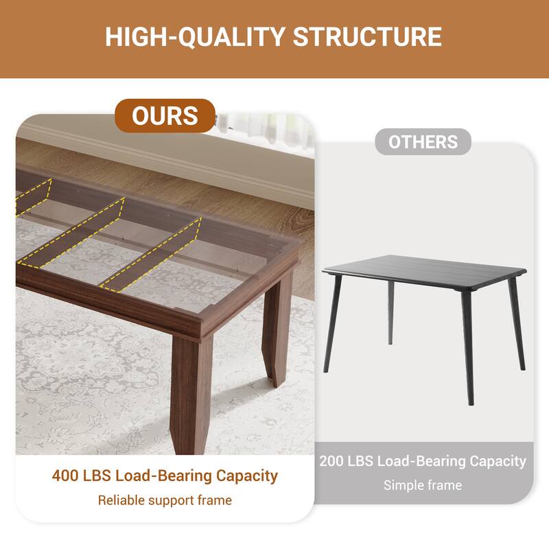 Farmhouse Dining Table for 6-8 People, 71 in Long Kitchen Tables with Wooden Sturdy Frame