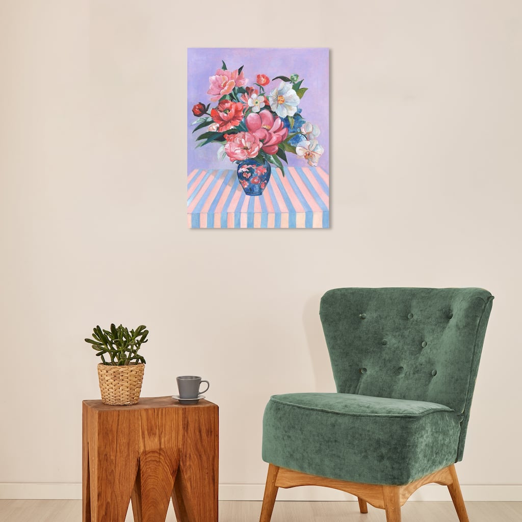 Wynwood Studio Canvas Floral and Botanical Creative bouquet Purple and Pastel Purple Global Wall Art Canvas Print