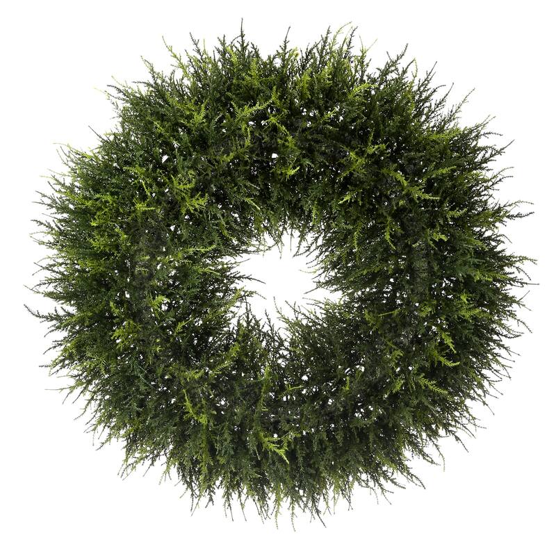 24" Natural Touch Natural Cedar Wreath - Natural Green - 24-Inch